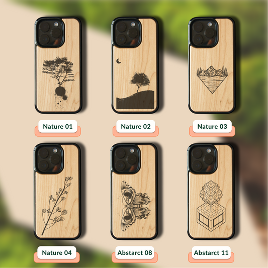 Nature engraved iPhone wood case
