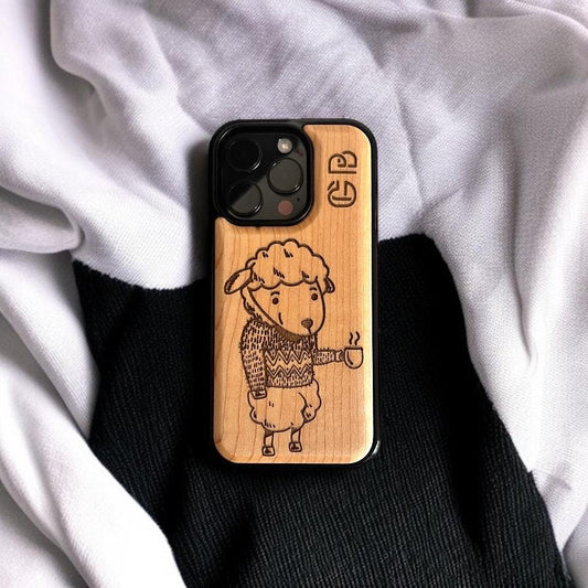 Unique Wood Phone Case for iPhone 15/16 Plus Pro Max| Custom Dad Gift | Top-Quality Engraved Cover | Wood Material