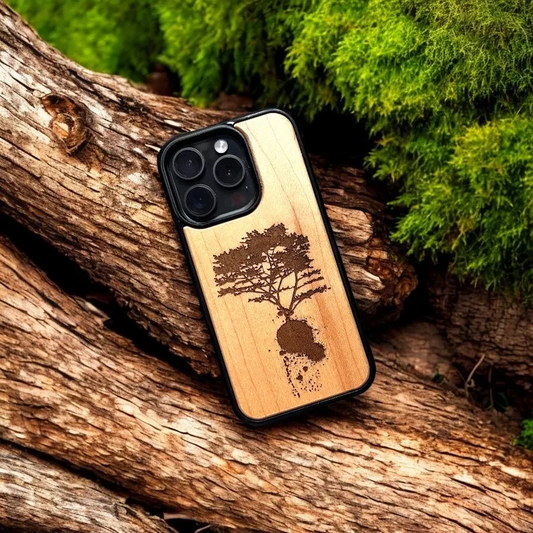 Nature engraved iPhone wood case